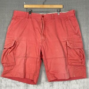 Vintage Polo Ralph Lauren Mens Cargo Shorts 44 B Coral Pink 100% Cotton Coastal